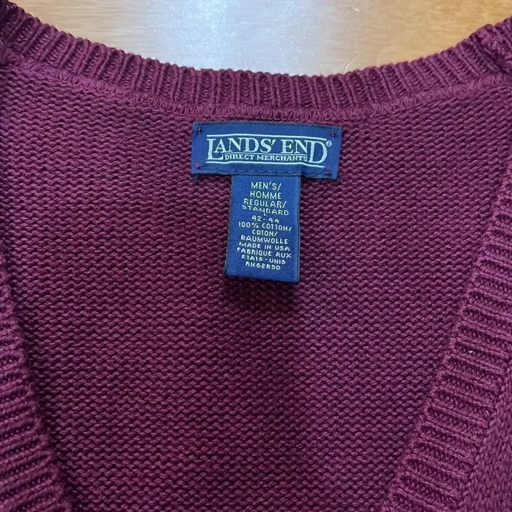 Land’s End Men's Cotton V-Neck Sweater Vest size L‎
